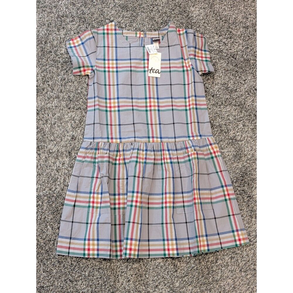 Tea Collection Piccadilly Plaid Drop Waist Dress Girls Size 7 NWT Pockets